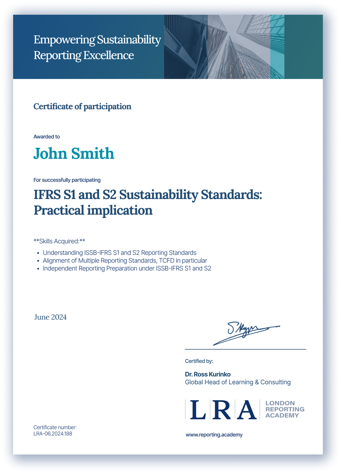 ESG Professional Certificatea 