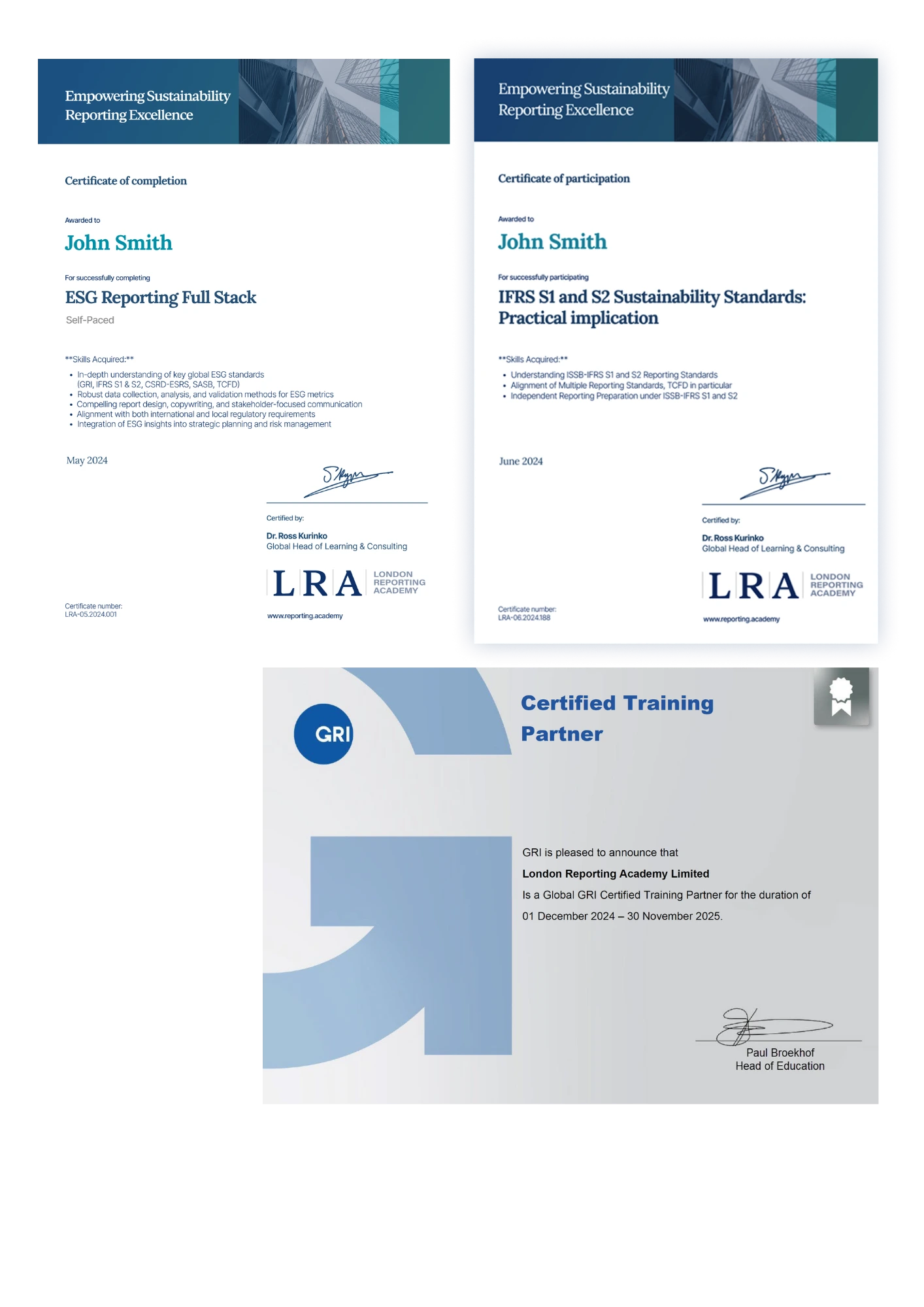 ESG Professional Certificatea 